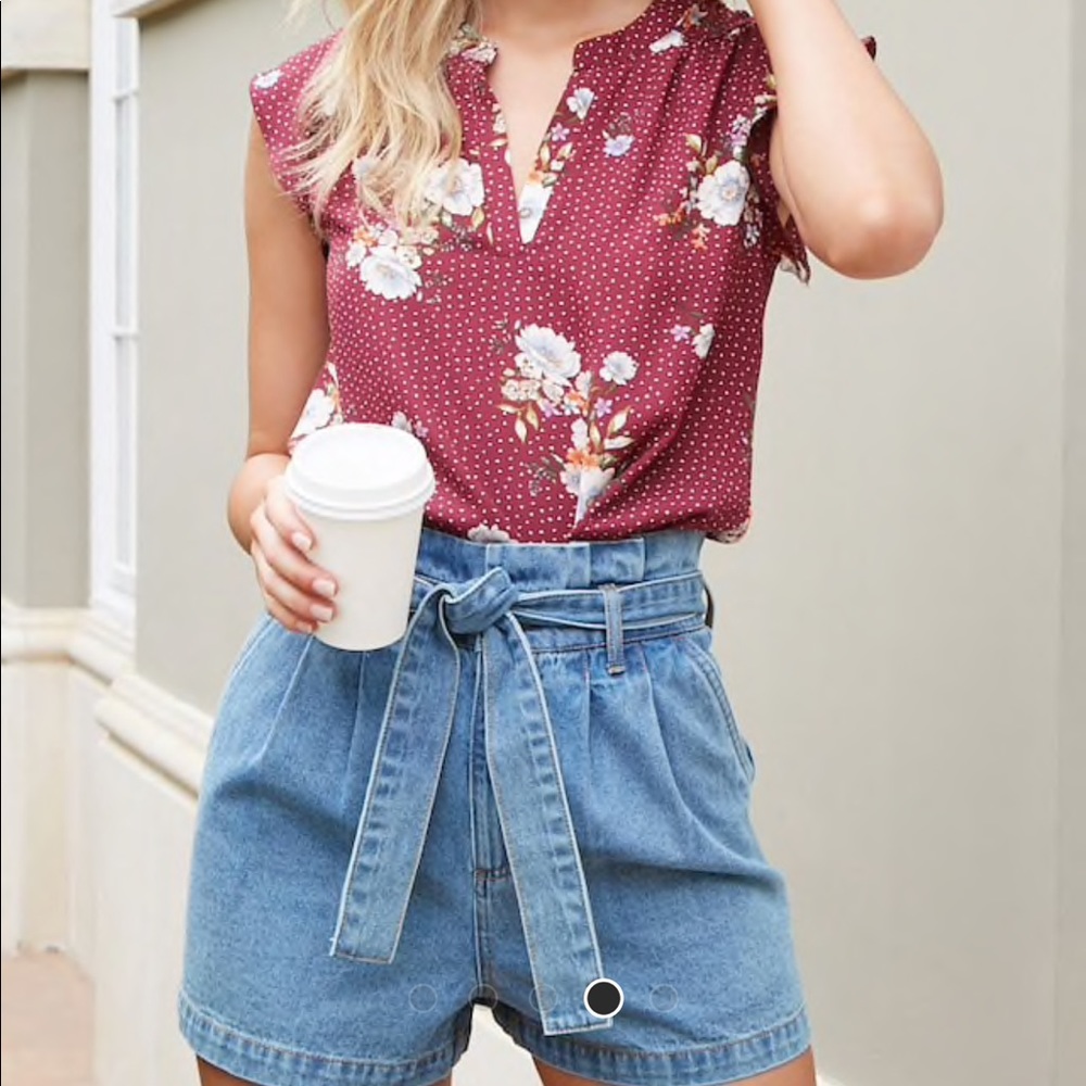 Pindot and Floral print top